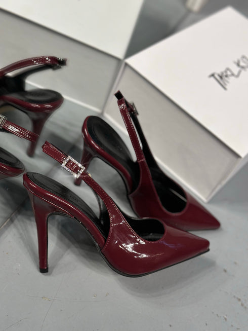 JOLIE Bordo Rugan Taşlı Tokalı Stiletto